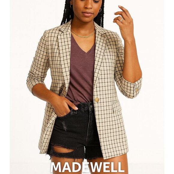 Madewell Jackets & Blazers - Madewell Dorset Oversized Glen Plaid Blazer Green Multi Women’s Size XS Tailored